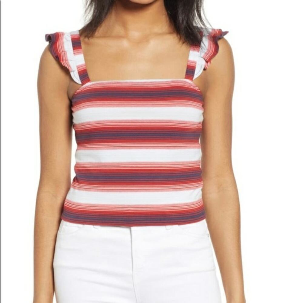 BP‎ NWT striped crop tank top with ruffled straps woman's size extra small